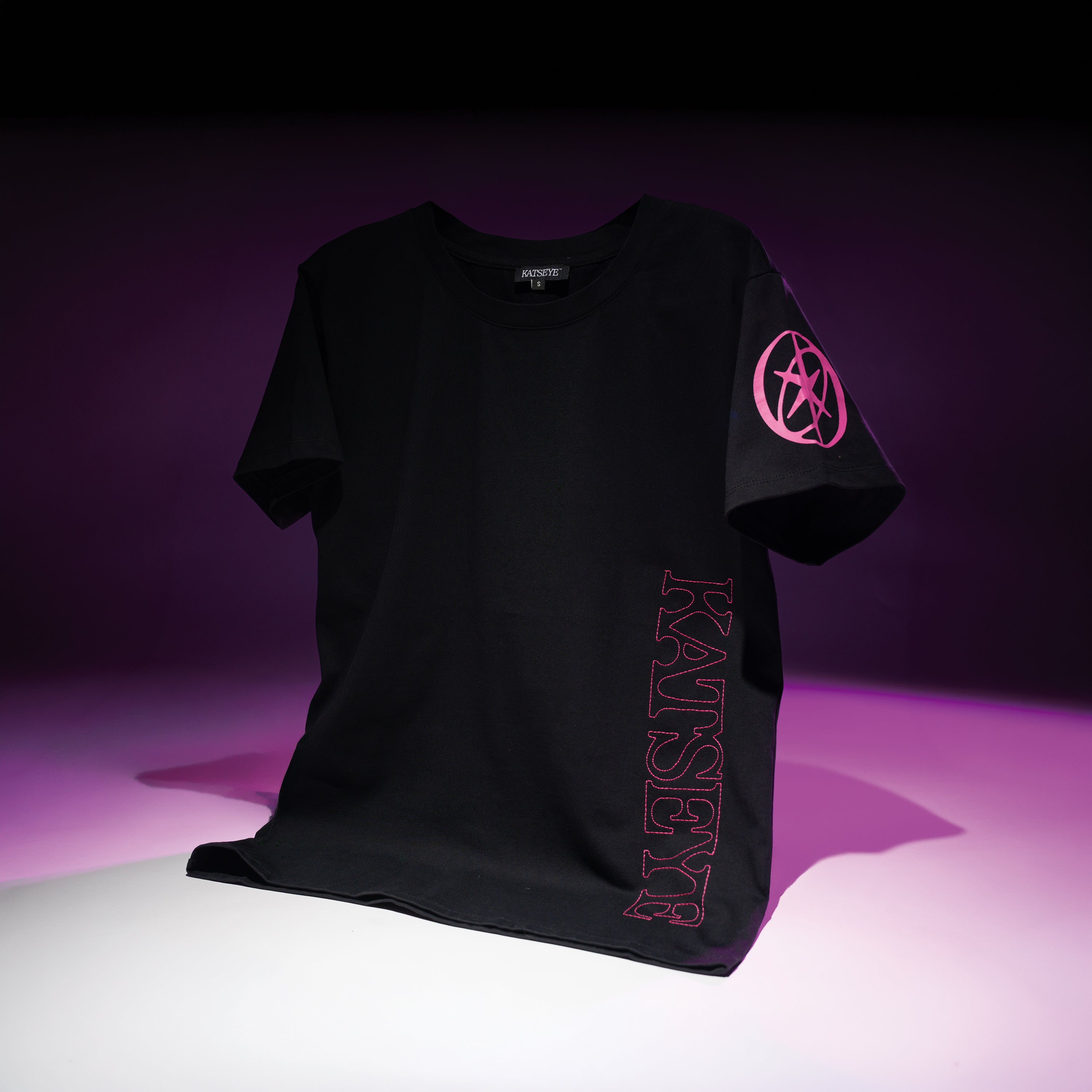 KATSEYE x EYEKONS Black Logo Stitch T-Shirt