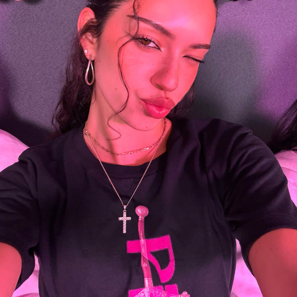 PINKY UP T-Shirt (Black) Lifestyle Shot 