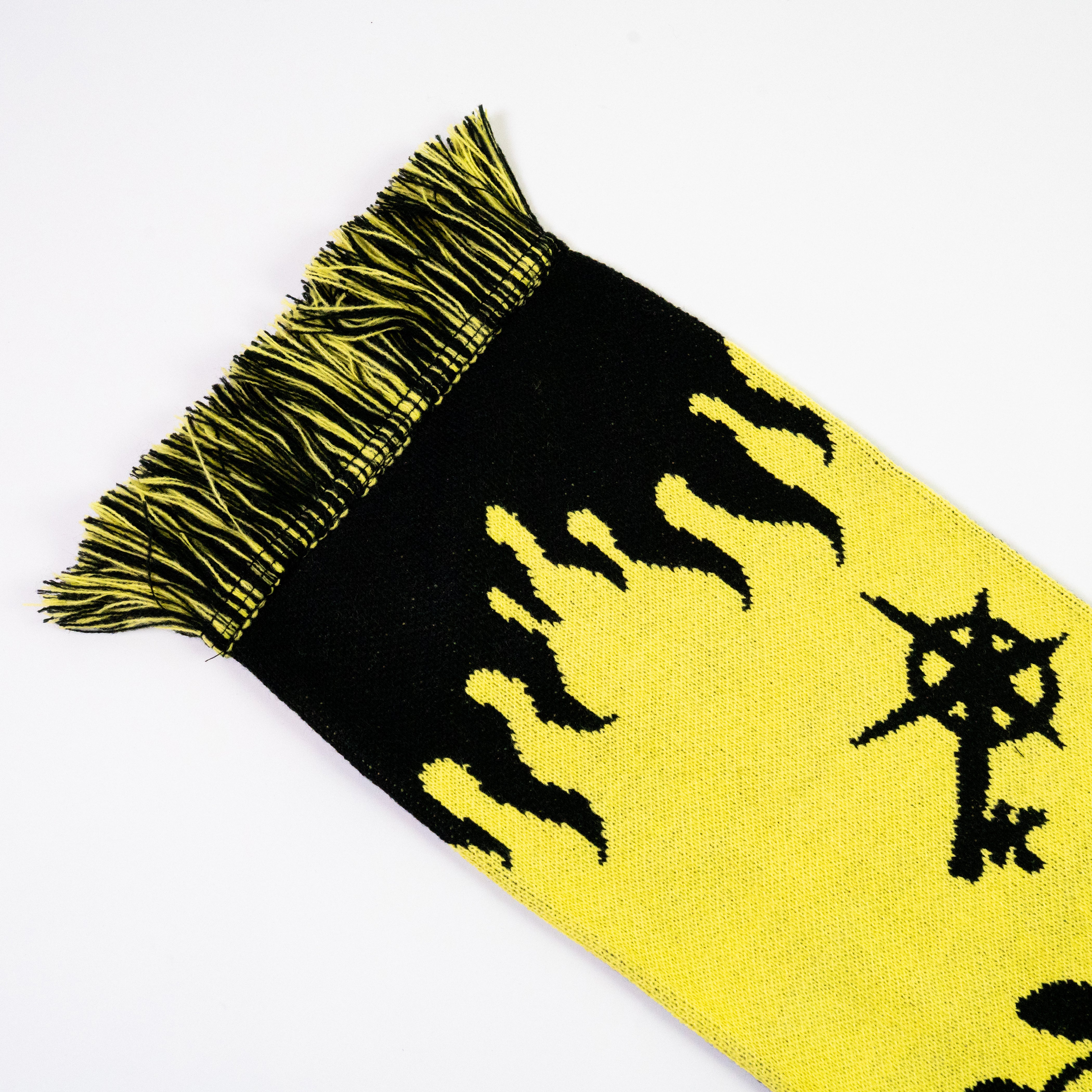 BEAUTIFUL CHAOS Slogan Muffler Fringe Detail